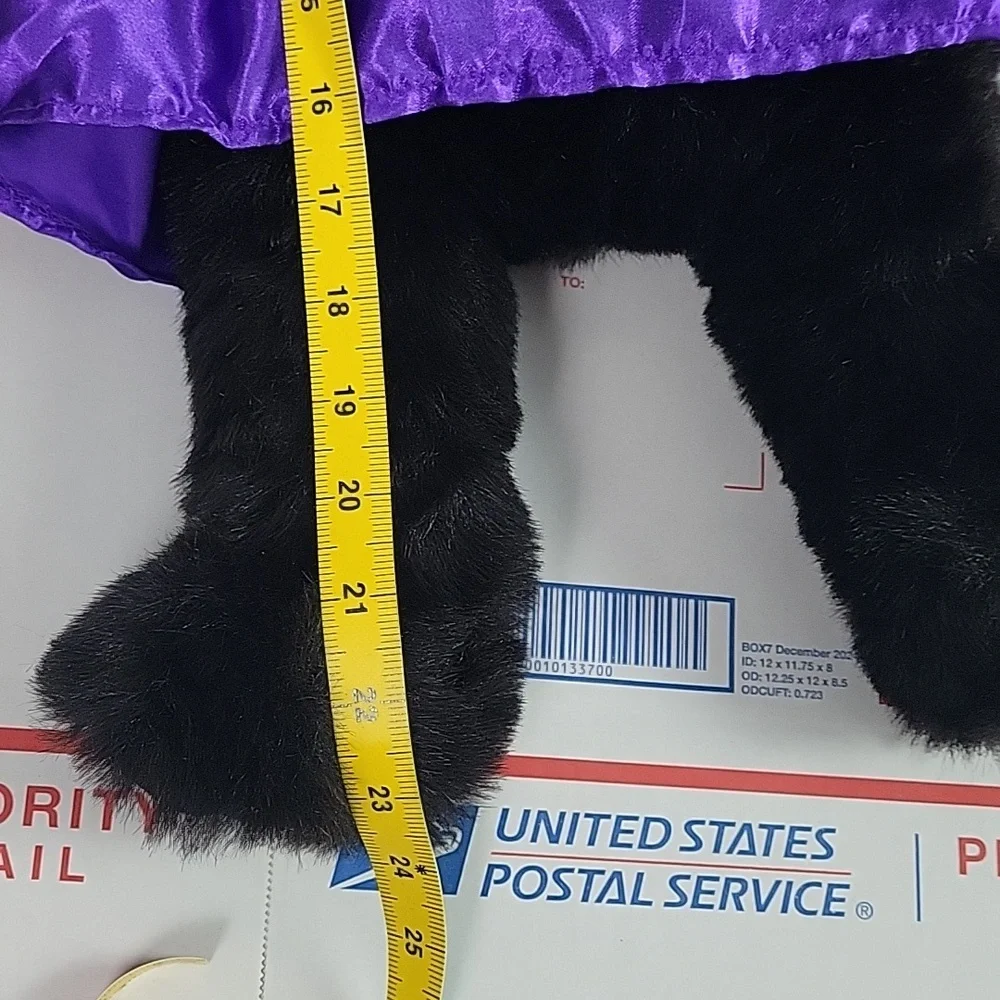 Bronner's Ditz Design Plush Bear wearing pearls and purple dress